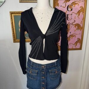 Y2K Black Flower Women's Top